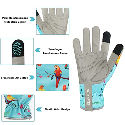 Gardening Gloves for Women,Ladies Gardening Gloves with Touchscreen Finger,Gardening Gauntlets for Women,Microfiber Leather Women Gardening Gloves for for Yard, Garden, Cleaning, Camping, Landscaping