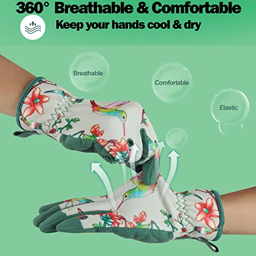 Gardening Gloves for Women,Ladies Gardening Gloves with Touchscreen Finger,Gardening Gauntlets for Women,Microfiber Leather Women Gardening Gloves for for Yard, Garden, Cleaning, Camping, Landscaping