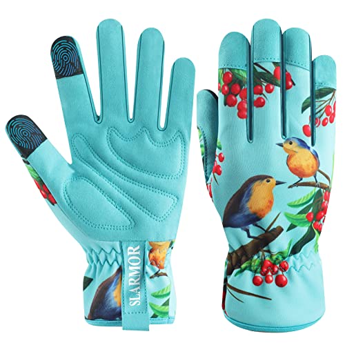 Gardening Gloves for Women,Ladies Gardening Gloves with Touchscreen Finger,Gardening Gauntlets for Women,Microfiber Leather Women Gardening Gloves for for Yard, Garden, Cleaning, Camping, Landscaping