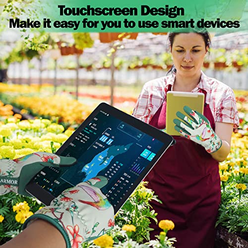 Gardening Gloves for Women,Ladies Gardening Gloves with Touchscreen Finger,Gardening Gauntlets for Women,Microfiber Leather Women Gardening Gloves for for Yard, Garden, Cleaning, Camping, Landscaping