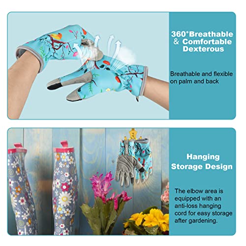 Gardening Gloves for Women,Ladies Gardening Gloves with Touchscreen Finger,Gardening Gauntlets for Women,Microfiber Leather Women Gardening Gloves for for Yard, Garden, Cleaning, Camping, Landscaping