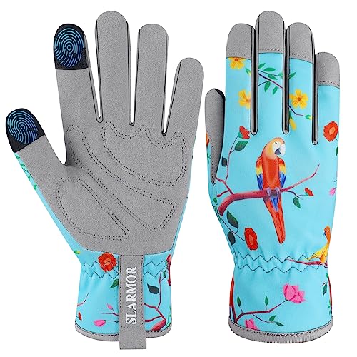 Gardening Gloves for Women,Ladies Gardening Gloves with Touchscreen Finger,Gardening Gauntlets for Women,Microfiber Leather Women Gardening Gloves for for Yard, Garden, Cleaning, Camping, Landscaping