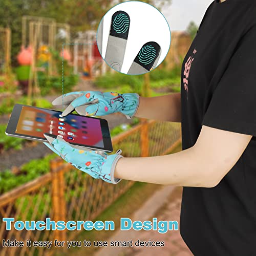 Gardening Gloves for Women,Ladies Gardening Gloves with Touchscreen Finger,Gardening Gauntlets for Women,Microfiber Leather Women Gardening Gloves for for Yard, Garden, Cleaning, Camping, Landscaping