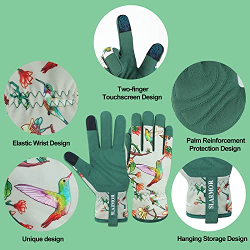 Gardening Gloves for Women,Ladies Gardening Gloves with Touchscreen Finger,Gardening Gauntlets for Women,Microfiber Leather Women Gardening Gloves for for Yard, Garden, Cleaning, Camping, Landscaping