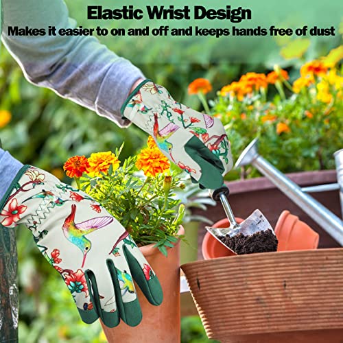 Gardening Gloves for Women,Ladies Gardening Gloves with Touchscreen Finger,Gardening Gauntlets for Women,Microfiber Leather Women Gardening Gloves for for Yard, Garden, Cleaning, Camping, Landscaping