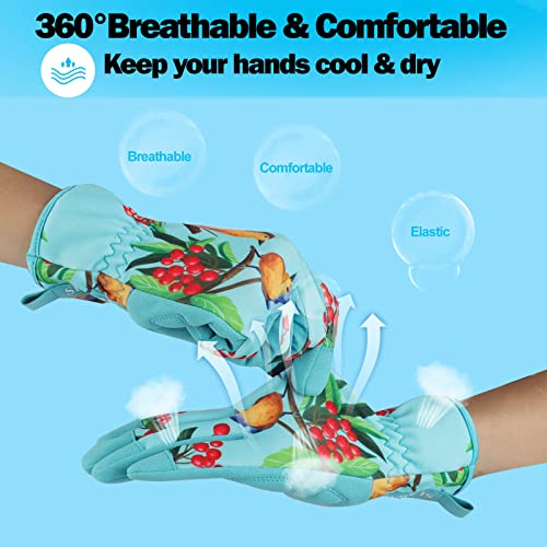 Gardening Gloves for Women,Ladies Gardening Gloves with Touchscreen Finger,Gardening Gauntlets for Women,Microfiber Leather Women Gardening Gloves for for Yard, Garden, Cleaning, Camping, Landscaping