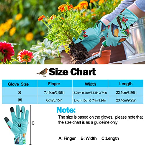 Gardening Gloves for Women,Ladies Gardening Gloves with Touchscreen Finger,Gardening Gauntlets for Women,Microfiber Leather Women Gardening Gloves for for Yard, Garden, Cleaning, Camping, Landscaping