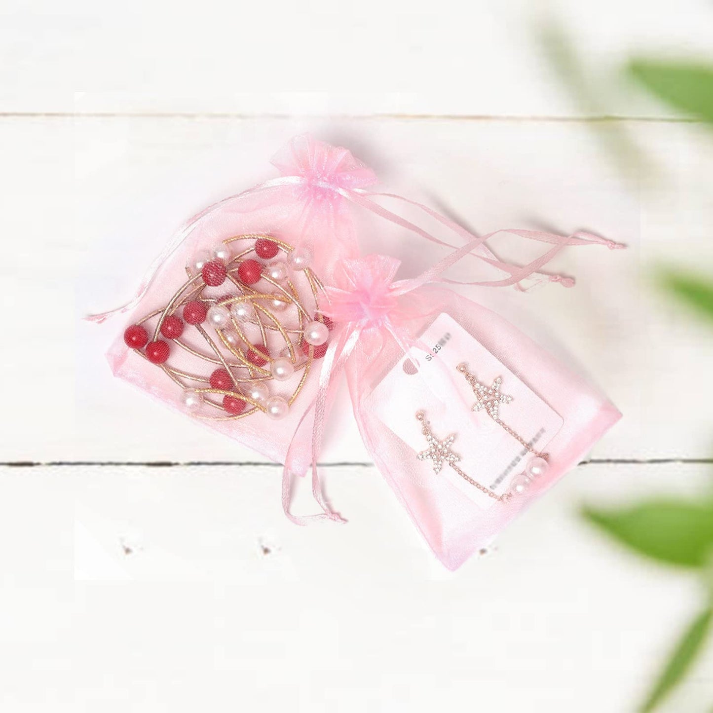 Strawberry bags - 100 Pcs Organza Bags White 7x9cm Small