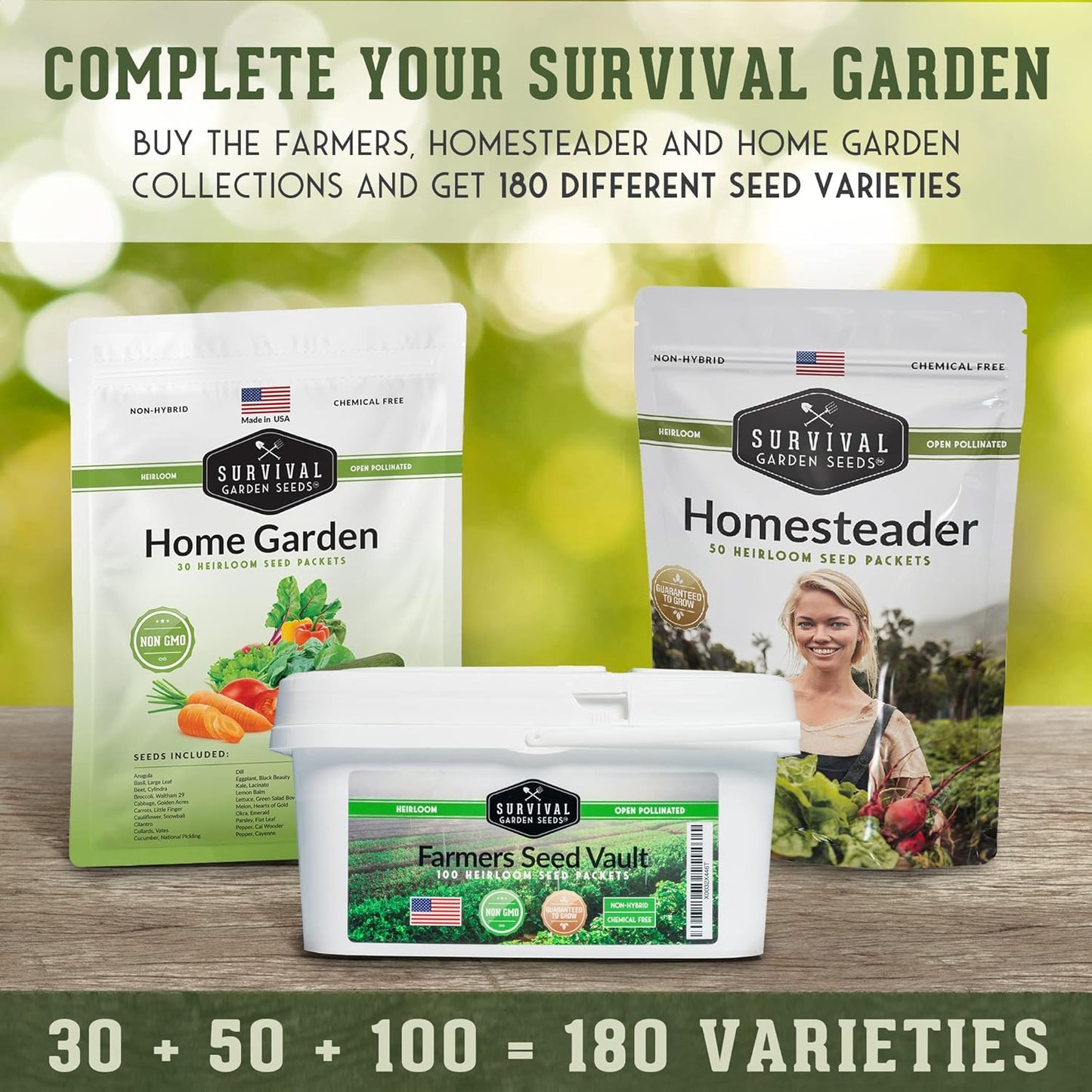 Survival Garden Heirloom Vegetable Seeds - Non-GMO Seed Varieties for Planting - 18,500+ (30 Pack) Home Garden Vegetables, Fruits & Herbs - Plant & Grow Food Stores - Emergency Preparedness Gear