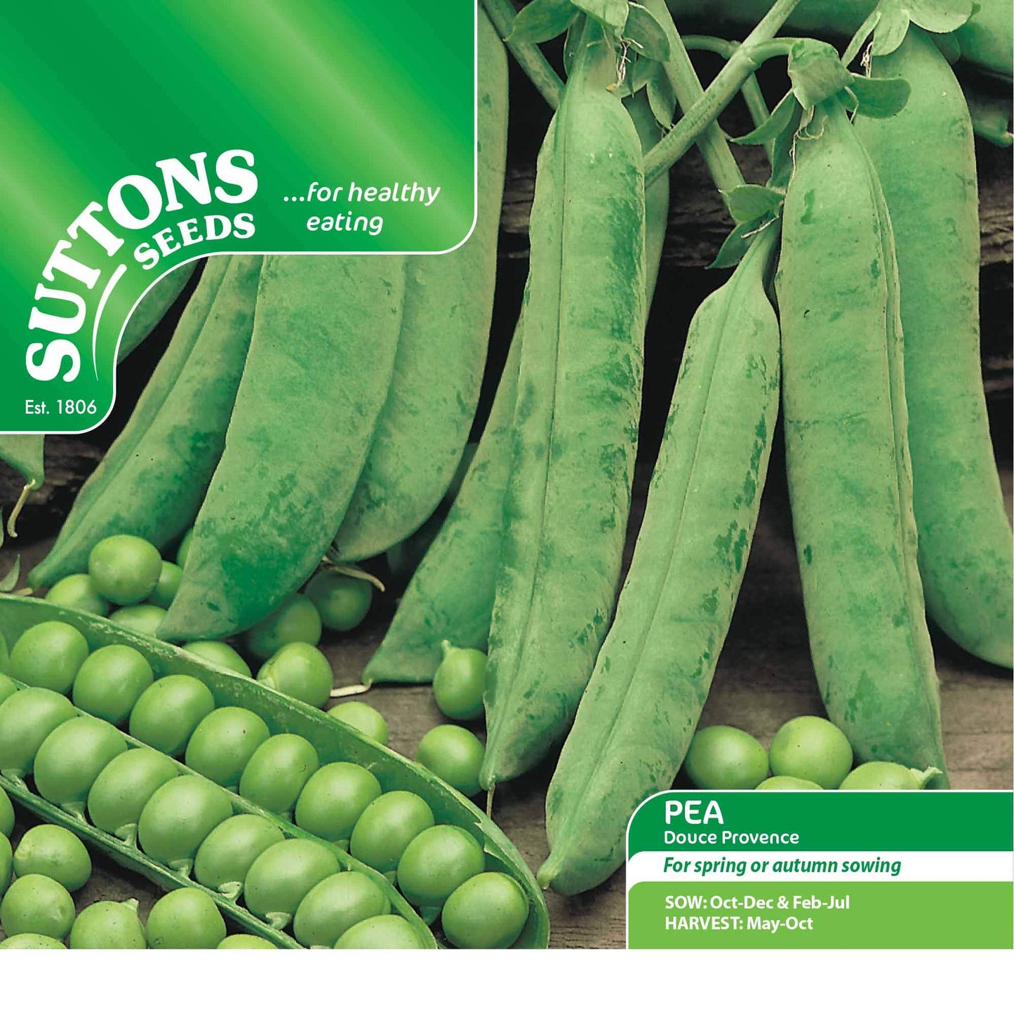 Suttons Pea Seeds Douce Provence Vegetable Seeds, Approx. 270 Seeds per Pack, Grow Your own Garden Pea Plants from Seed, Ideal for Beds and Borders