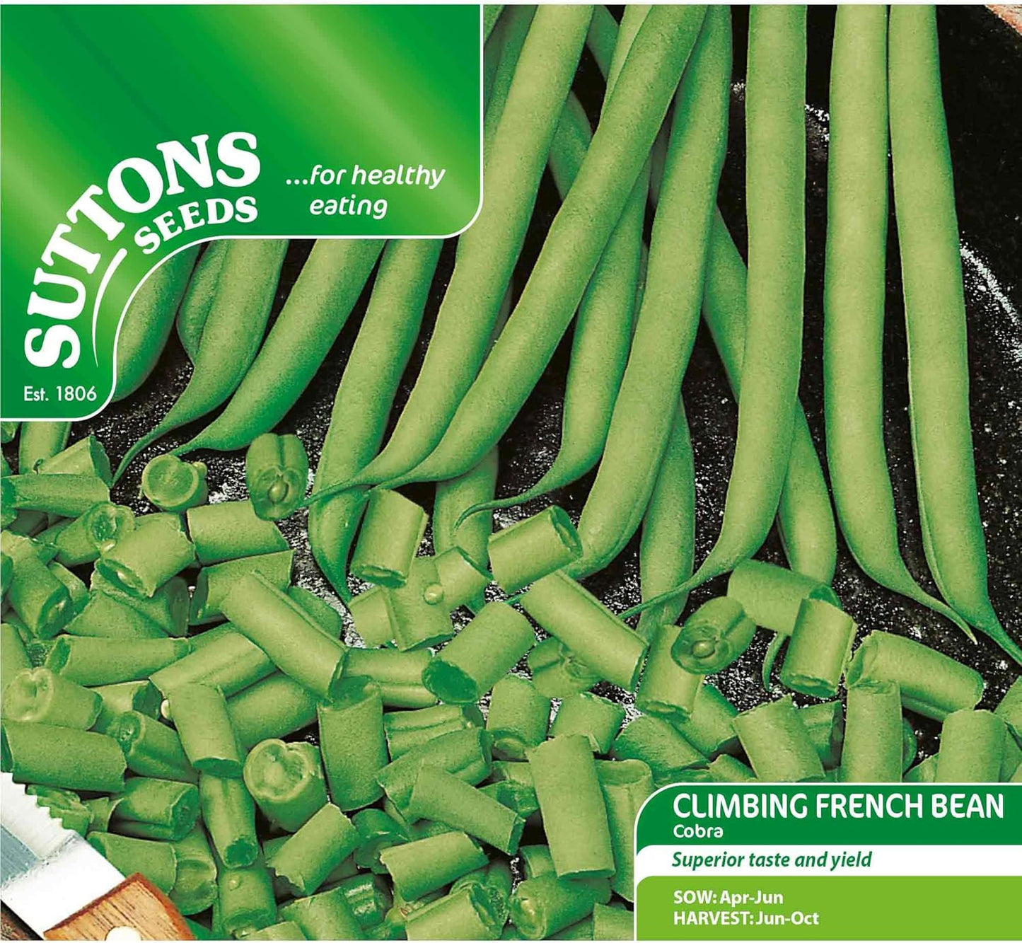 Suttons Bean (Climbing French) Seeds Cobra, Vegetable Seed, Approx. 70 Seeds per Pack, Grow Your own, Ideal for Beds and Borders