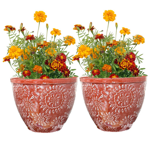 SG Traders Pack Of 2 X-Large Plastic Round Chengdu Garden Plant Pots Planter Indoor Outdoor Pots Top Diameter Flower Pots with Drainage Holes, Beautiful Planters for Your Garden Needs (30, 36, 40cm)