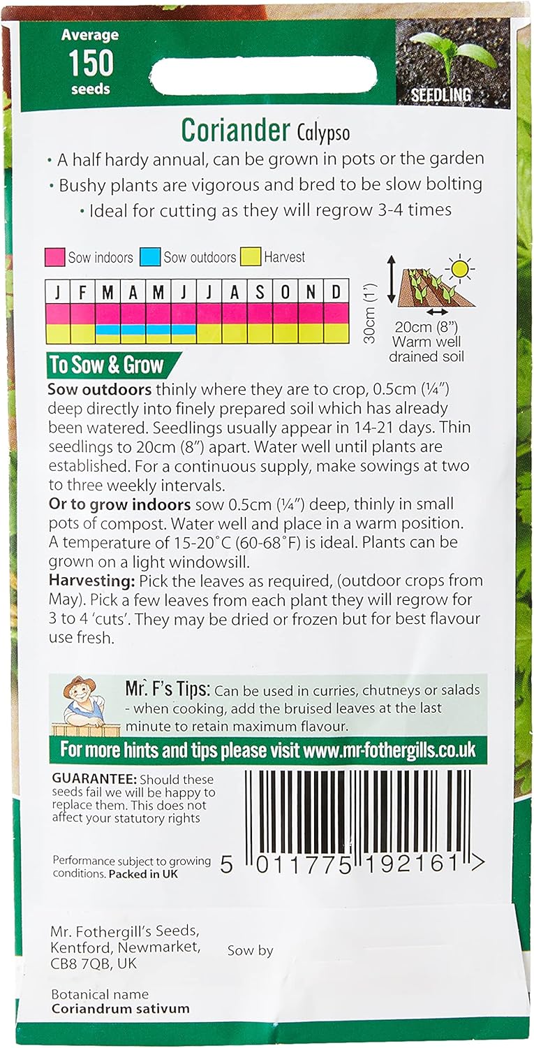 Mr Fothergill's Seeds Ltd 16213 Herb Seeds, Coriander Calypso