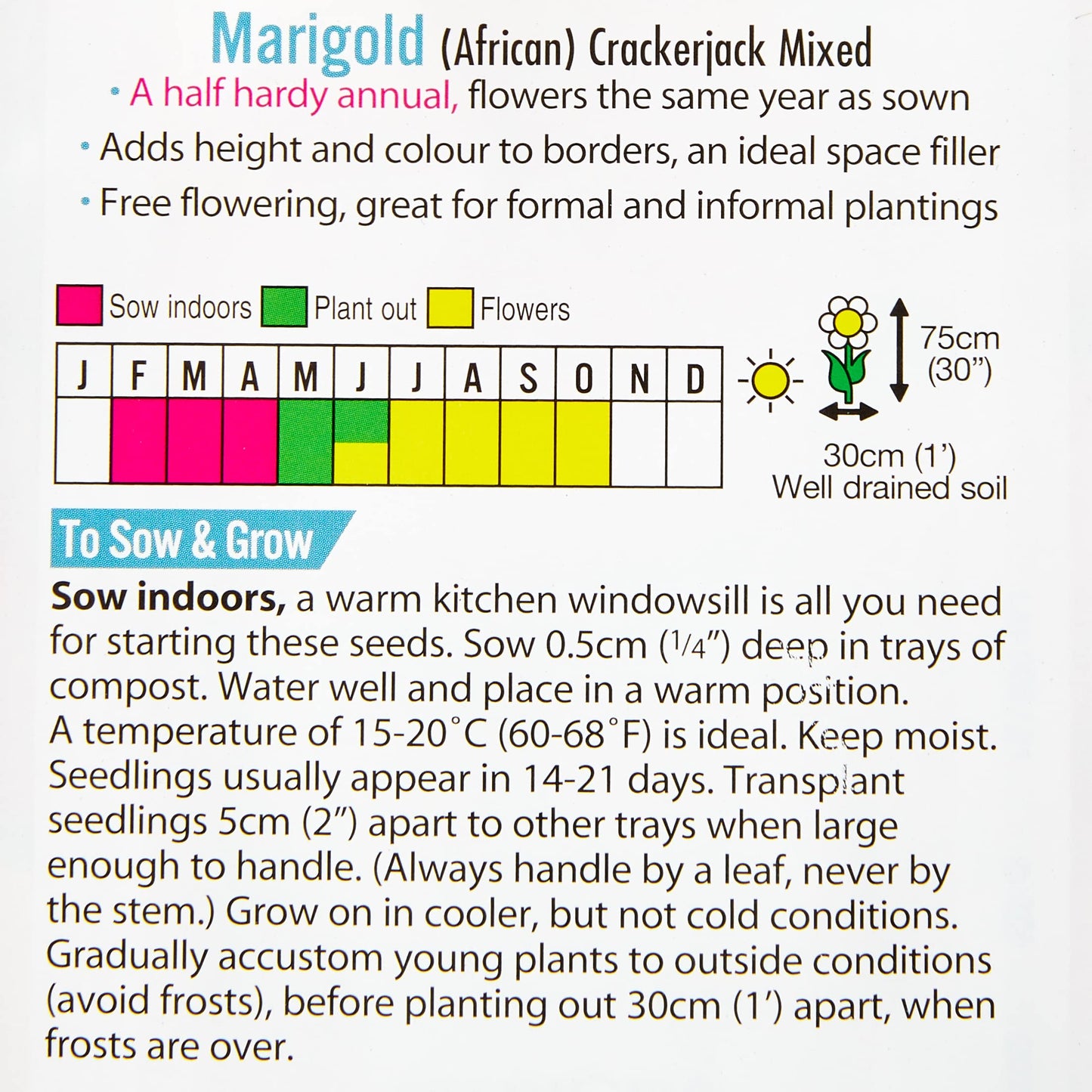 Mr Fothergill?s Seeds Ltd 24949 Flower Seeds, Marigold (African) Crackerjack Mixed