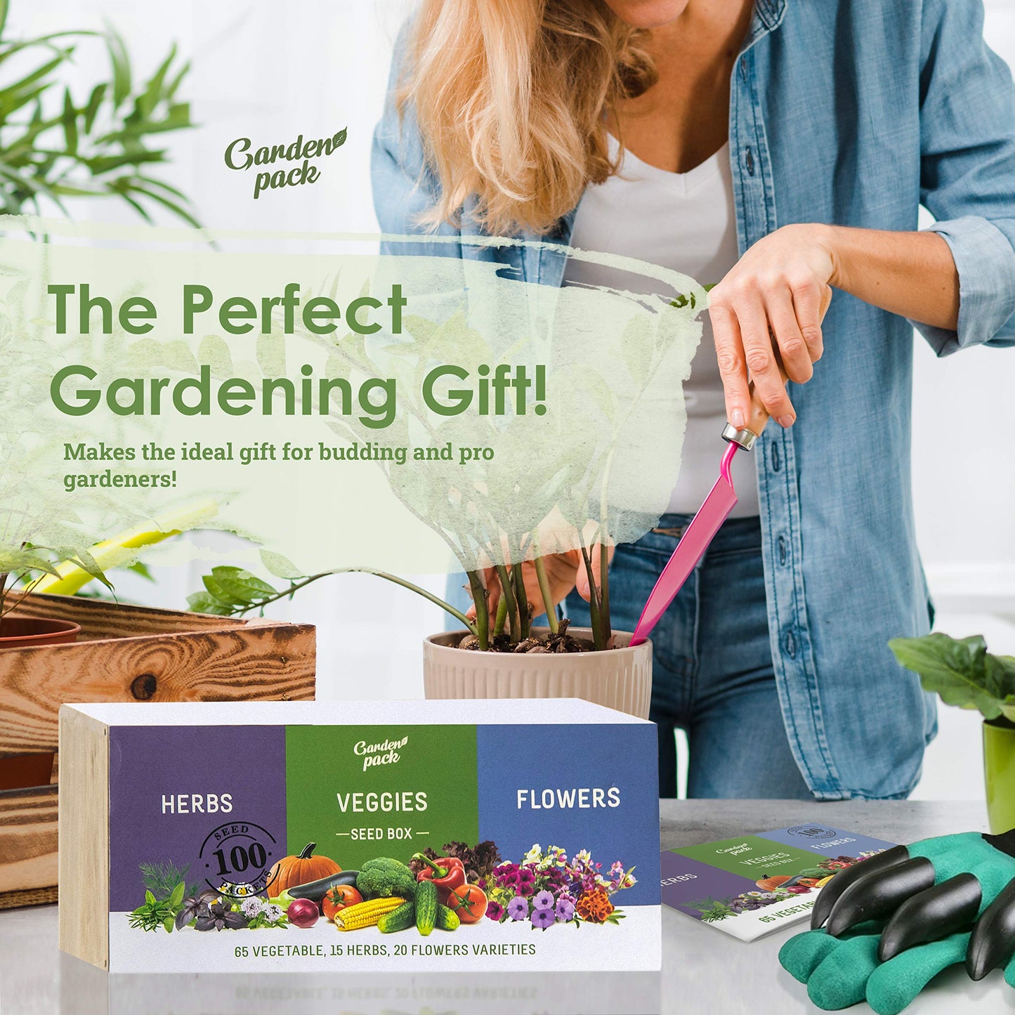 Grow Your Own Seed Box by Garden Pack - 75 Varieties of Flower, Herb, Vegetable Seeds