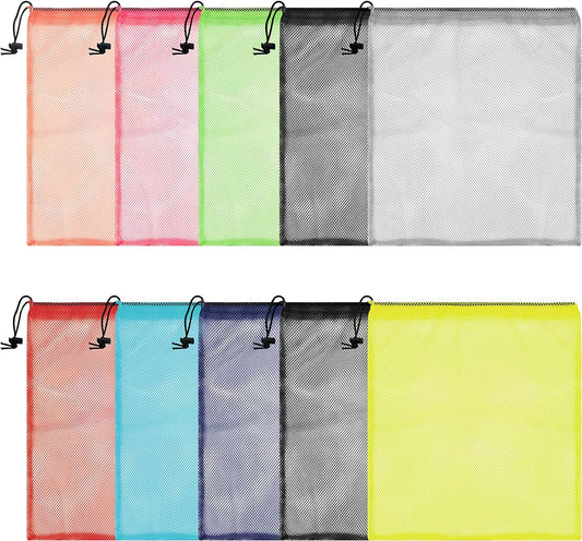 Belle Vous Mesh Laundry Bags (10 Pack) - Net Washing Bags for Laundry/Washing Machine Bag - Multicoloured Travel Laundry Bag & Drawstring Wash Bag Set